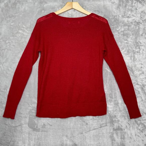 LOFT Sweater Womens Small Red Holiday Sweater Mohair Wool Blend Pullover - Picture 2 of 8